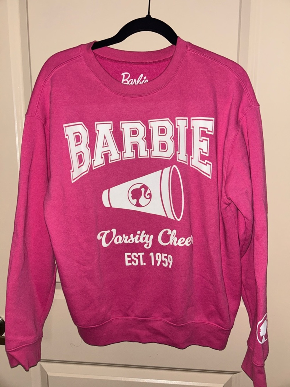 Barbie Bright Pink Varsity Cheer Crewneck Sweatshirt